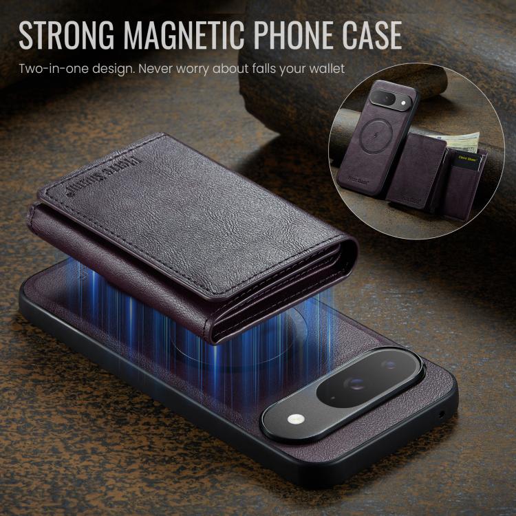 For Google Pixel 9 Pro / 9 Fierre Shann 2 in 1 Holder RFID Card Slot Wallet MagSafe Phone Case