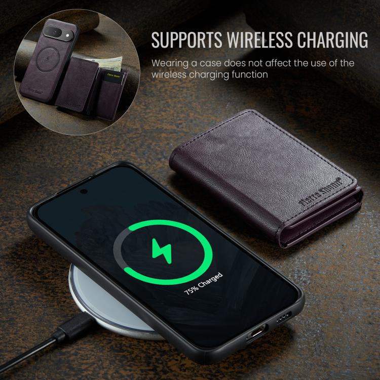 For Google Pixel 9 Pro / 9 Fierre Shann 2 in 1 Holder RFID Card Slot Wallet MagSafe Phone Case