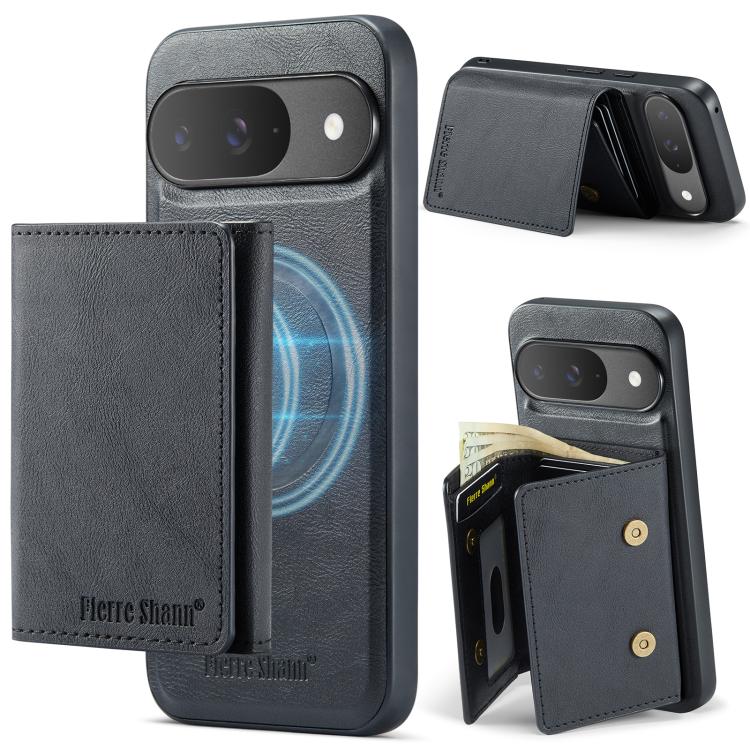 For Google Pixel 9 Pro / 9 Fierre Shann 2 in 1 Holder RFID Card Slot Wallet MagSafe Phone Case