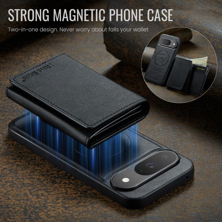 For Google Pixel 9 Pro / 9 Fierre Shann 2 in 1 Holder RFID Card Slot Wallet MagSafe Phone Case