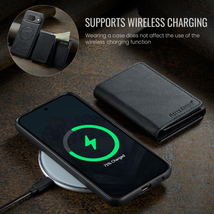 For Google Pixel 9 Pro / 9 Fierre Shann 2 in 1 Holder RFID Card Slot Wallet MagSafe Phone Case