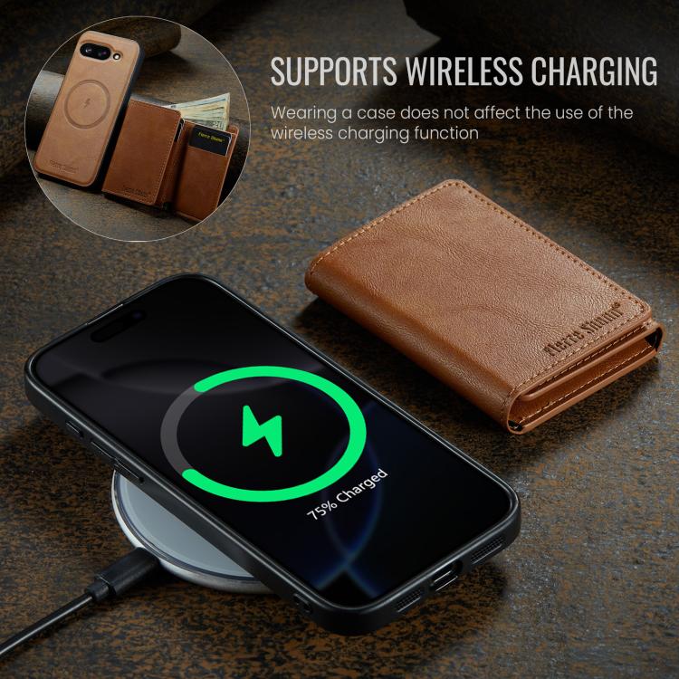 For Google Pixel 9a Fierre Shann 2 in 1 Holder RFID Card Slot Wallet MagSafe Phone Case