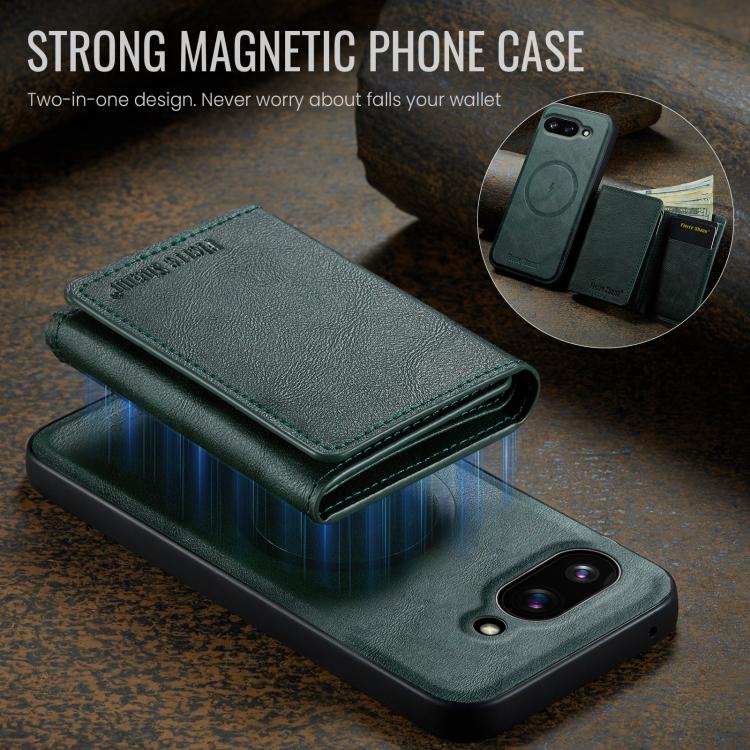 For Google Pixel 9a Fierre Shann 2 in 1 Holder RFID Card Slot Wallet MagSafe Phone Case