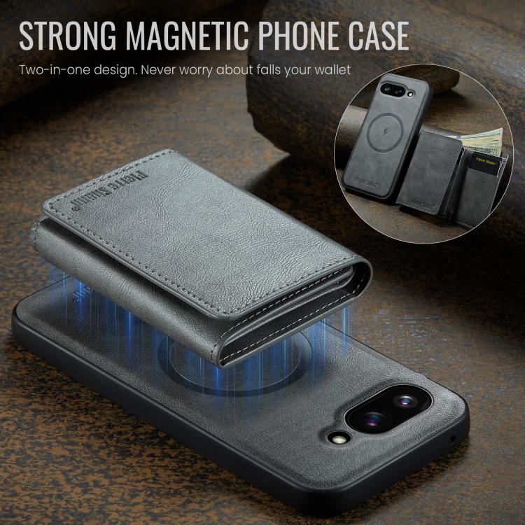 For Google Pixel 9a Fierre Shann 2 in 1 Holder RFID Card Slot Wallet MagSafe Phone Case
