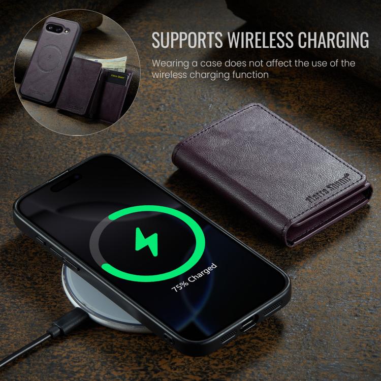 For Google Pixel 9a Fierre Shann 2 in 1 Holder RFID Card Slot Wallet MagSafe Phone Case