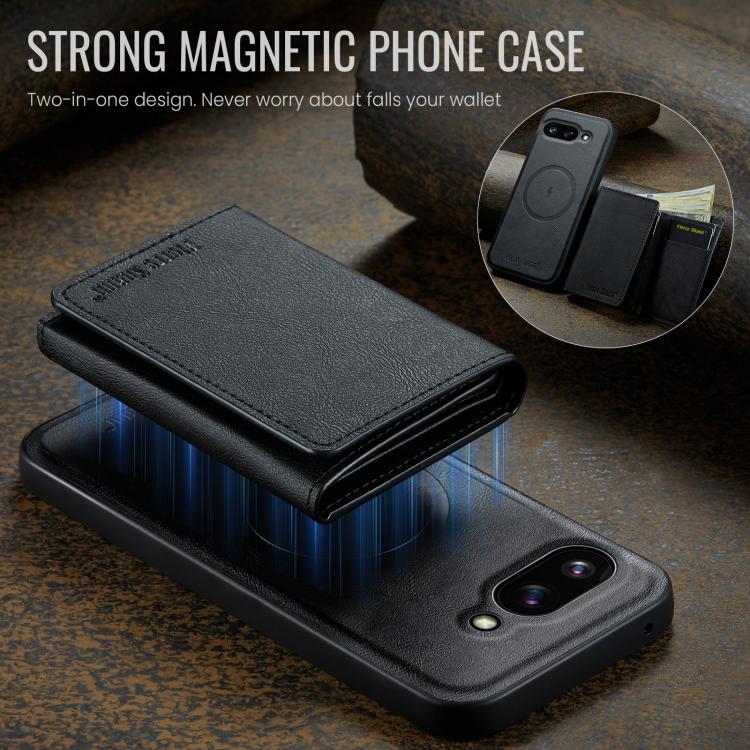 For Google Pixel 9a Fierre Shann 2 in 1 Holder RFID Card Slot Wallet MagSafe Phone Case