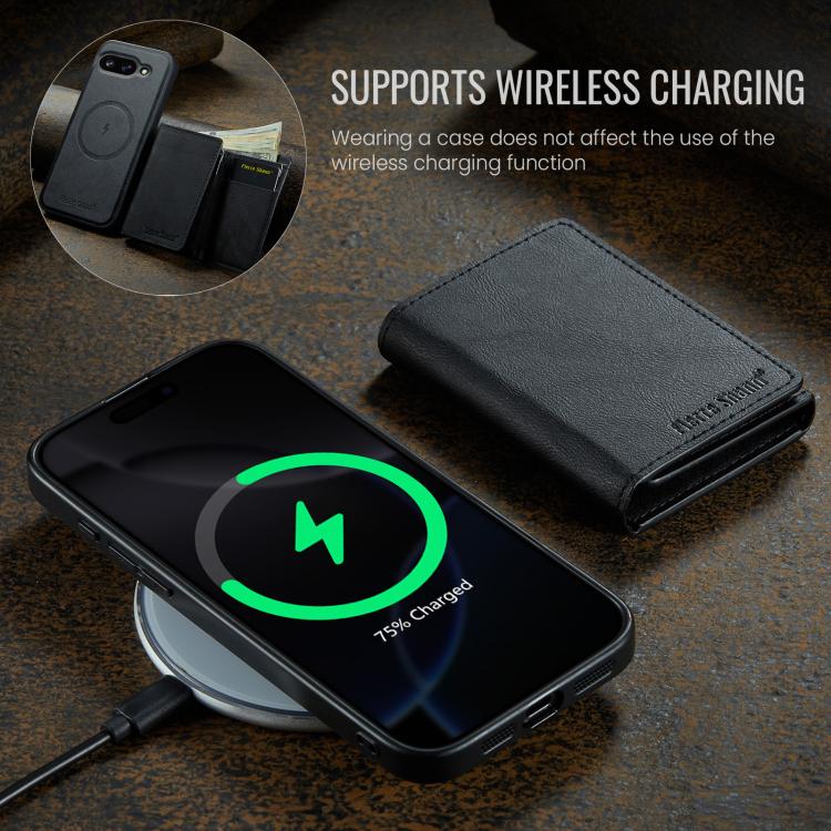 For Google Pixel 9a Fierre Shann 2 in 1 Holder RFID Card Slot Wallet MagSafe Phone Case