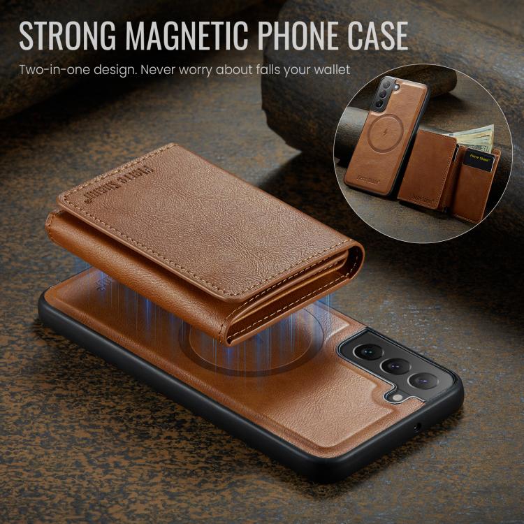 For Samsung Galaxy S22 5G Fierre Shann 2 in 1 Holder RFID Card Slot Wallet MagSafe Phone Case