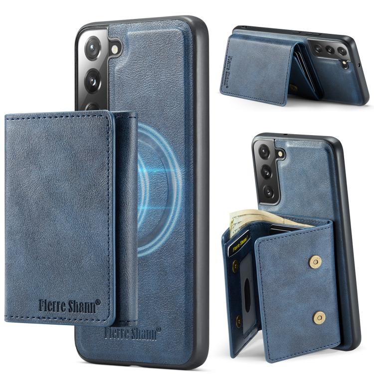 For Samsung Galaxy S22 5G Fierre Shann 2 in 1 Holder RFID Card Slot Wallet MagSafe Phone Case