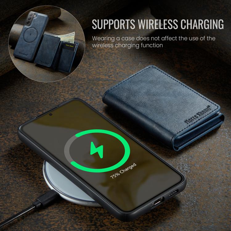 For Samsung Galaxy S22 5G Fierre Shann 2 in 1 Holder RFID Card Slot Wallet MagSafe Phone Case