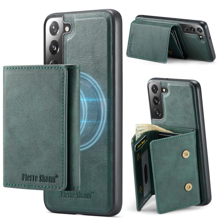 For Samsung Galaxy S22 5G Fierre Shann 2 in 1 Holder RFID Card Slot Wallet MagSafe Phone Case