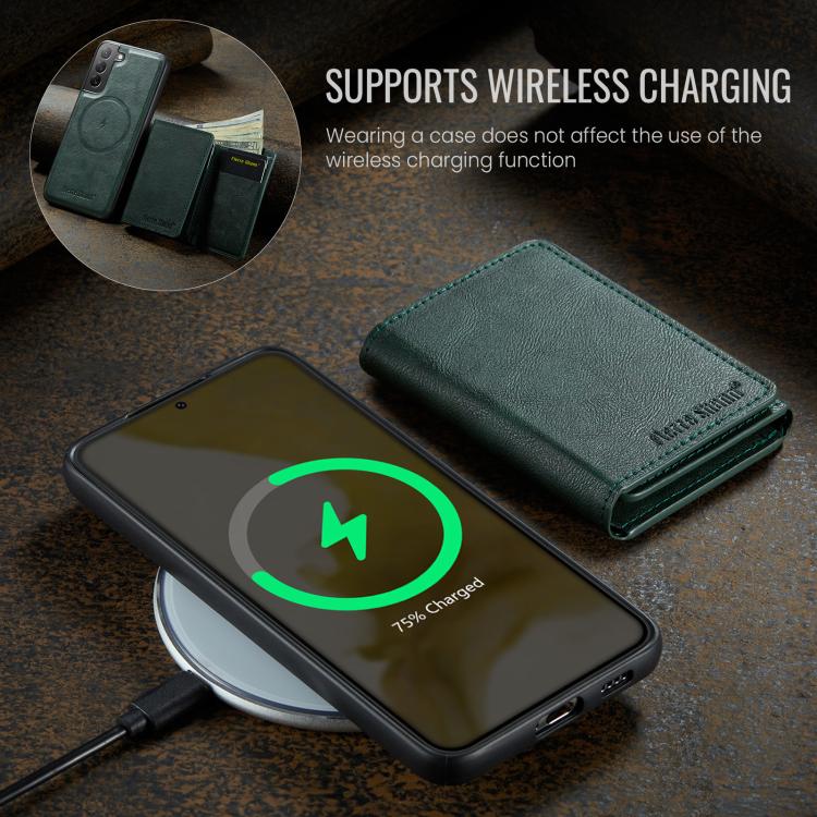 For Samsung Galaxy S22 5G Fierre Shann 2 in 1 Holder RFID Card Slot Wallet MagSafe Phone Case