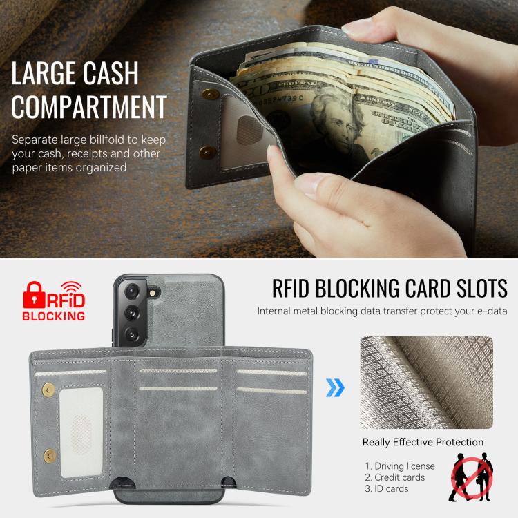 For Samsung Galaxy S22 5G Fierre Shann 2 in 1 Holder RFID Card Slot Wallet MagSafe Phone Case