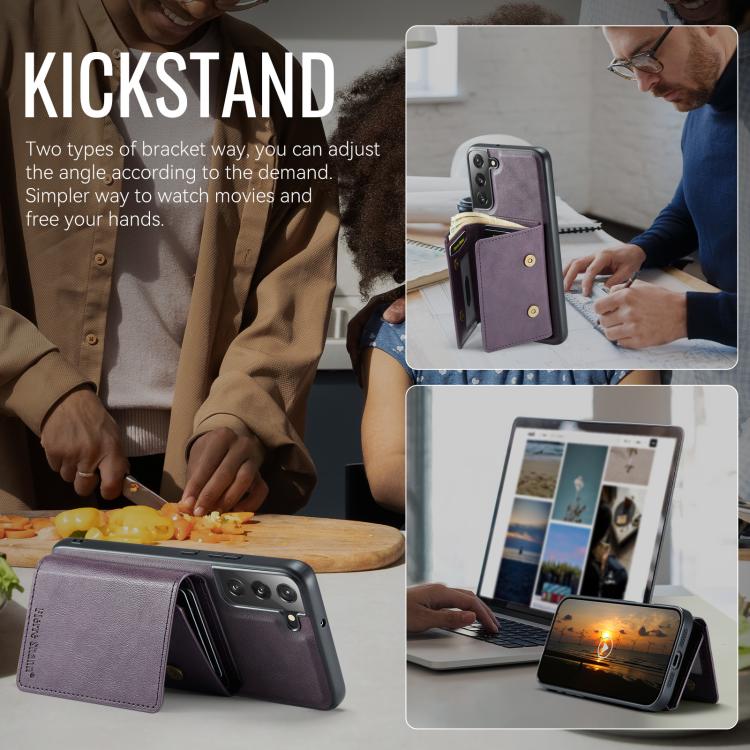 For Samsung Galaxy S22 5G Fierre Shann 2 in 1 Holder RFID Card Slot Wallet MagSafe Phone Case