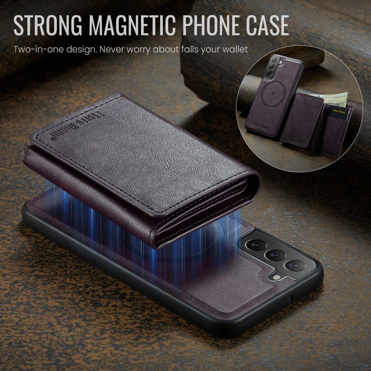 For Samsung Galaxy S22 5G Fierre Shann 2 in 1 Holder RFID Card Slot Wallet MagSafe Phone Case