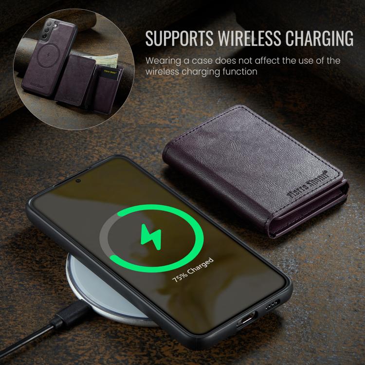 For Samsung Galaxy S22 5G Fierre Shann 2 in 1 Holder RFID Card Slot Wallet MagSafe Phone Case