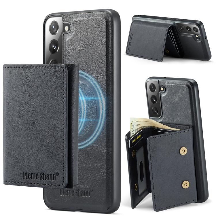 For Samsung Galaxy S22 5G Fierre Shann 2 in 1 Holder RFID Card Slot Wallet MagSafe Phone Case