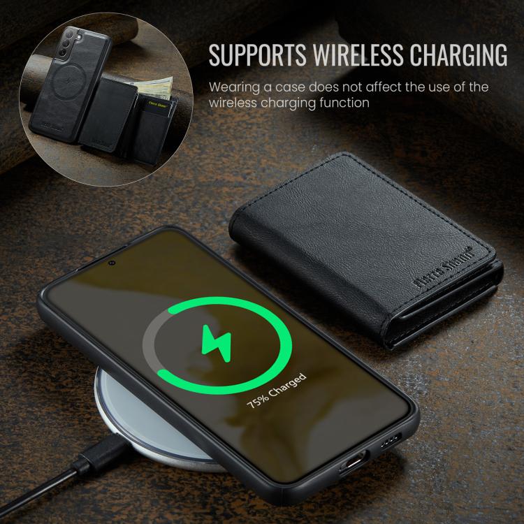 For Samsung Galaxy S22 5G Fierre Shann 2 in 1 Holder RFID Card Slot Wallet MagSafe Phone Case