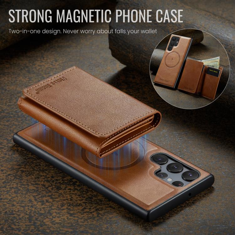 For Samsung Galaxy S23 Ultra 5G Fierre Shann 2 in 1 Holder RFID Card Slot Wallet MagSafe Phone Case