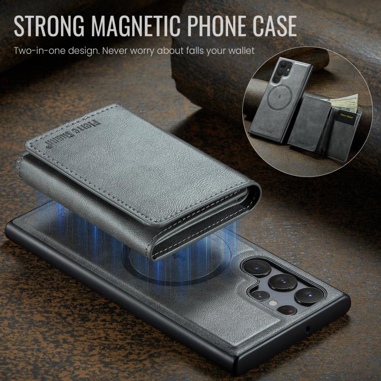 For Samsung Galaxy S23 Ultra 5G Fierre Shann 2 in 1 Holder RFID Card Slot Wallet MagSafe Phone Case