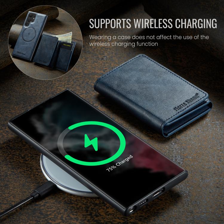 For Samsung Galaxy S24 Ultra 5G Fierre Shann 2 in 1 Holder RFID Card Slot Wallet MagSafe Phone Case
