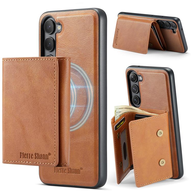 For Samsung Galaxy S23 5G Fierre Shann 2 in 1 Holder RFID Card Slot Wallet MagSafe Phone Case