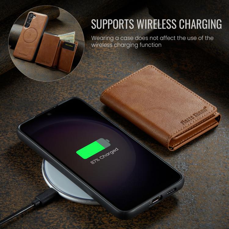 For Samsung Galaxy S23 5G Fierre Shann 2 in 1 Holder RFID Card Slot Wallet MagSafe Phone Case