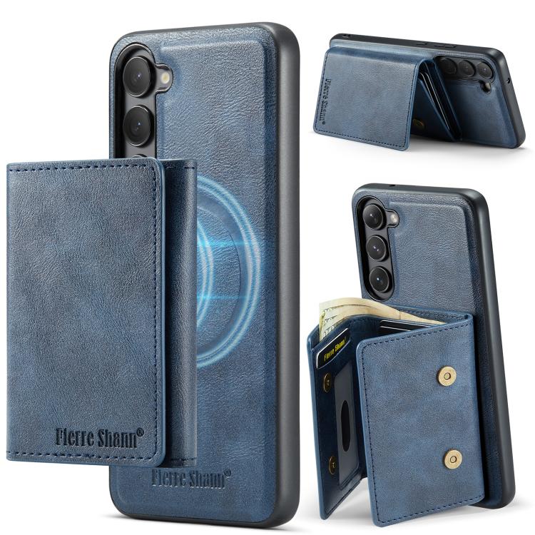 For Samsung Galaxy S23 5G Fierre Shann 2 in 1 Holder RFID Card Slot Wallet MagSafe Phone Case