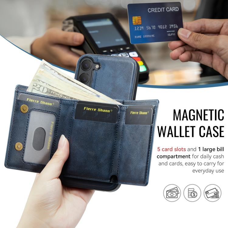 For Samsung Galaxy S23 5G Fierre Shann 2 in 1 Holder RFID Card Slot Wallet MagSafe Phone Case