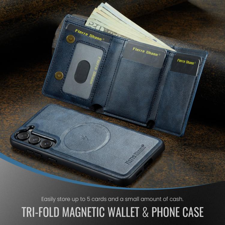 For Samsung Galaxy S23 5G Fierre Shann 2 in 1 Holder RFID Card Slot Wallet MagSafe Phone Case