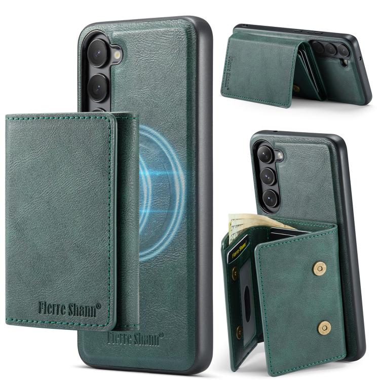 For Samsung Galaxy S23 5G Fierre Shann 2 in 1 Holder RFID Card Slot Wallet MagSafe Phone Case