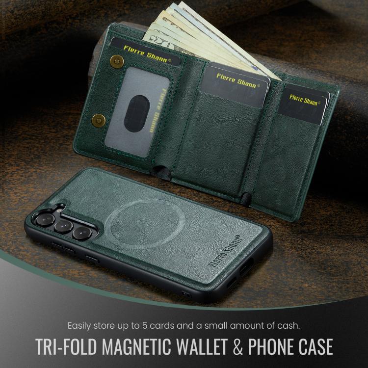 For Samsung Galaxy S23 5G Fierre Shann 2 in 1 Holder RFID Card Slot Wallet MagSafe Phone Case