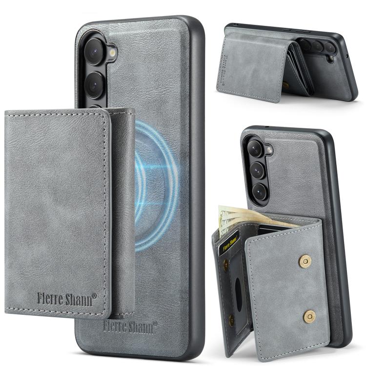 For Samsung Galaxy S23 5G Fierre Shann 2 in 1 Holder RFID Card Slot Wallet MagSafe Phone Case