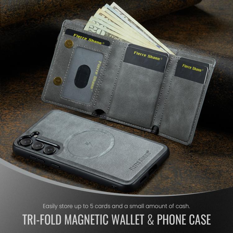 For Samsung Galaxy S23 5G Fierre Shann 2 in 1 Holder RFID Card Slot Wallet MagSafe Phone Case
