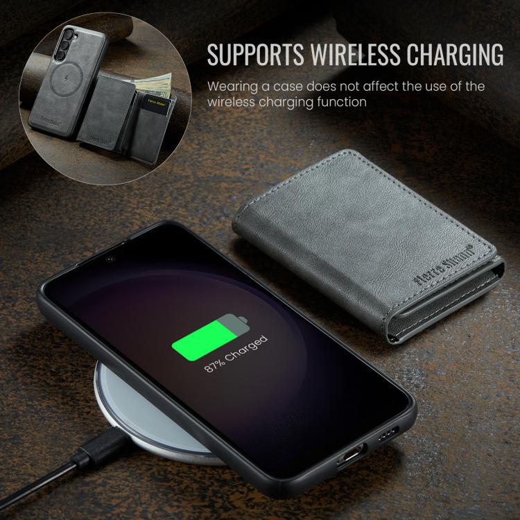 For Samsung Galaxy S23 5G Fierre Shann 2 in 1 Holder RFID Card Slot Wallet MagSafe Phone Case
