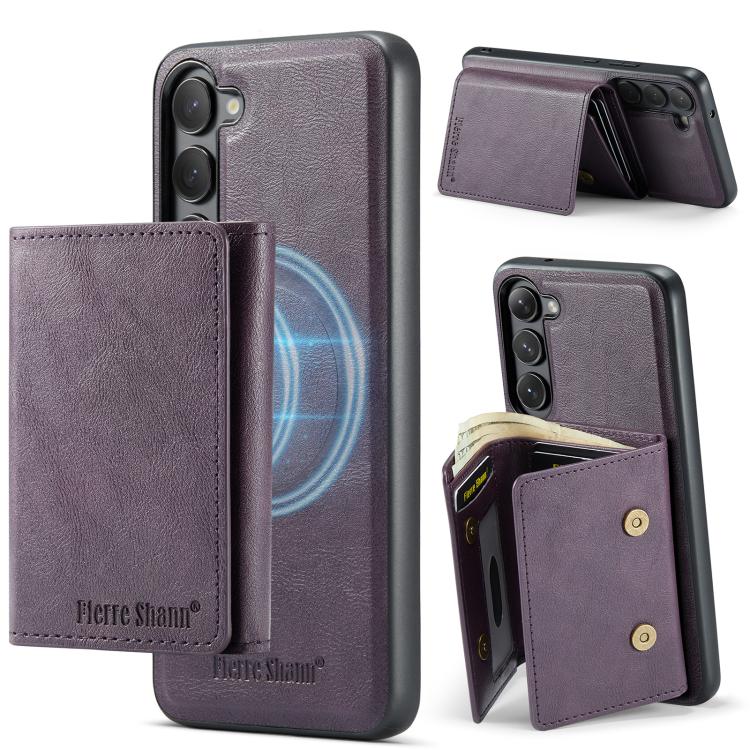 For Samsung Galaxy S23 5G Fierre Shann 2 in 1 Holder RFID Card Slot Wallet MagSafe Phone Case