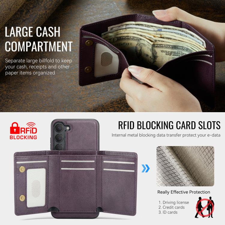 For Samsung Galaxy S23 5G Fierre Shann 2 in 1 Holder RFID Card Slot Wallet MagSafe Phone Case