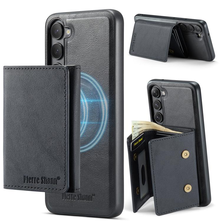 For Samsung Galaxy S23 5G Fierre Shann 2 in 1 Holder RFID Card Slot Wallet MagSafe Phone Case