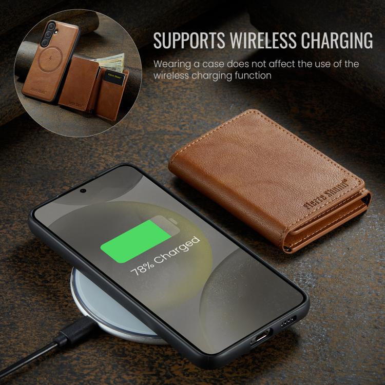 For Samsung Galaxy S24 FE 5G Fierre Shann 2 in 1 Holder RFID Card Slot Wallet MagSafe Phone Case