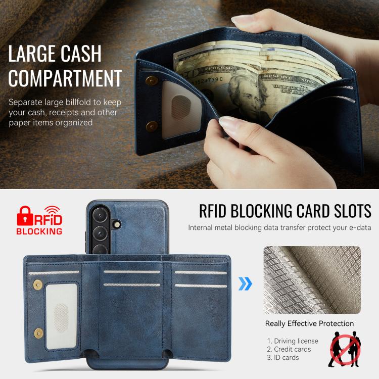 For Samsung Galaxy S24 FE 5G Fierre Shann 2 in 1 Holder RFID Card Slot Wallet MagSafe Phone Case