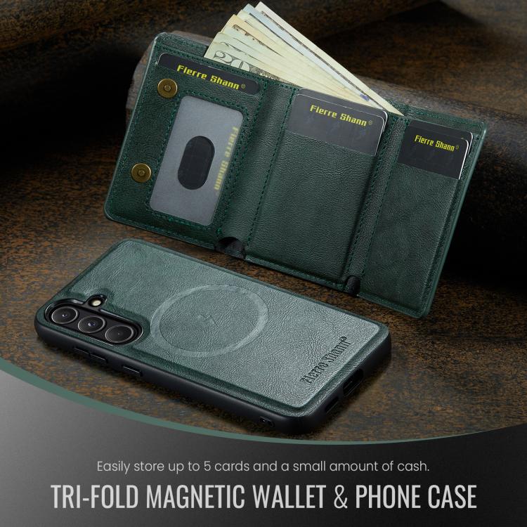 For Samsung Galaxy S24 FE 5G Fierre Shann 2 in 1 Holder RFID Card Slot Wallet MagSafe Phone Case