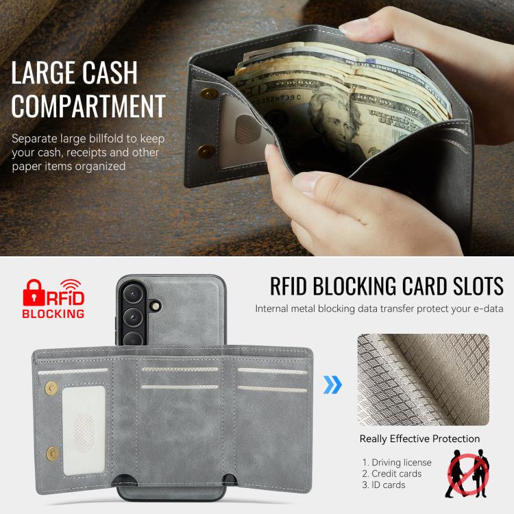 For Samsung Galaxy S24 FE 5G Fierre Shann 2 in 1 Holder RFID Card Slot Wallet MagSafe Phone Case