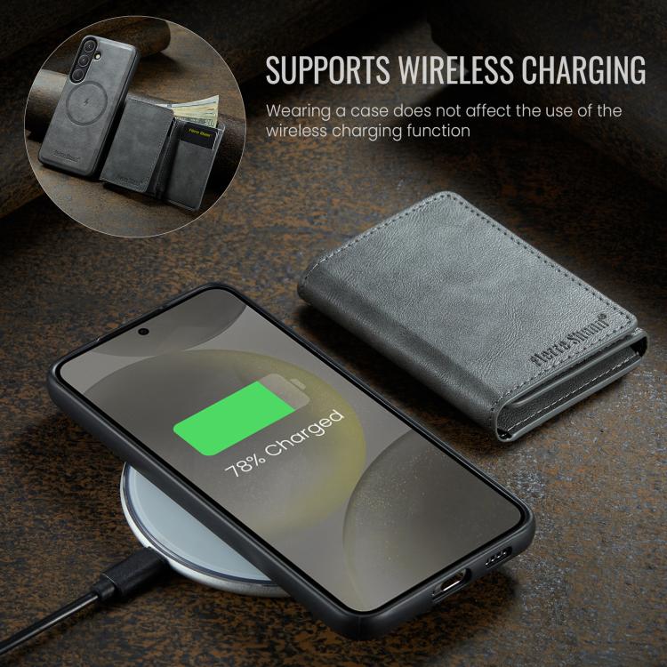 For Samsung Galaxy S24 FE 5G Fierre Shann 2 in 1 Holder RFID Card Slot Wallet MagSafe Phone Case