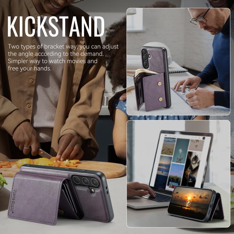 For Samsung Galaxy S24 FE 5G Fierre Shann 2 in 1 Holder RFID Card Slot Wallet MagSafe Phone Case