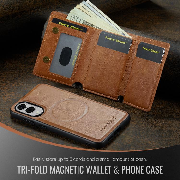 For Samsung Galaxy S25 Edge 5G Fierre Shann 2 in 1 Holder RFID Card Slot Wallet MagSafe Phone Case