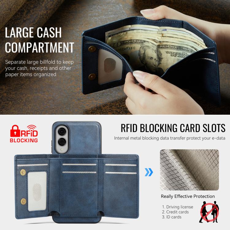 For Samsung Galaxy S25 Edge 5G Fierre Shann 2 in 1 Holder RFID Card Slot Wallet MagSafe Phone Case