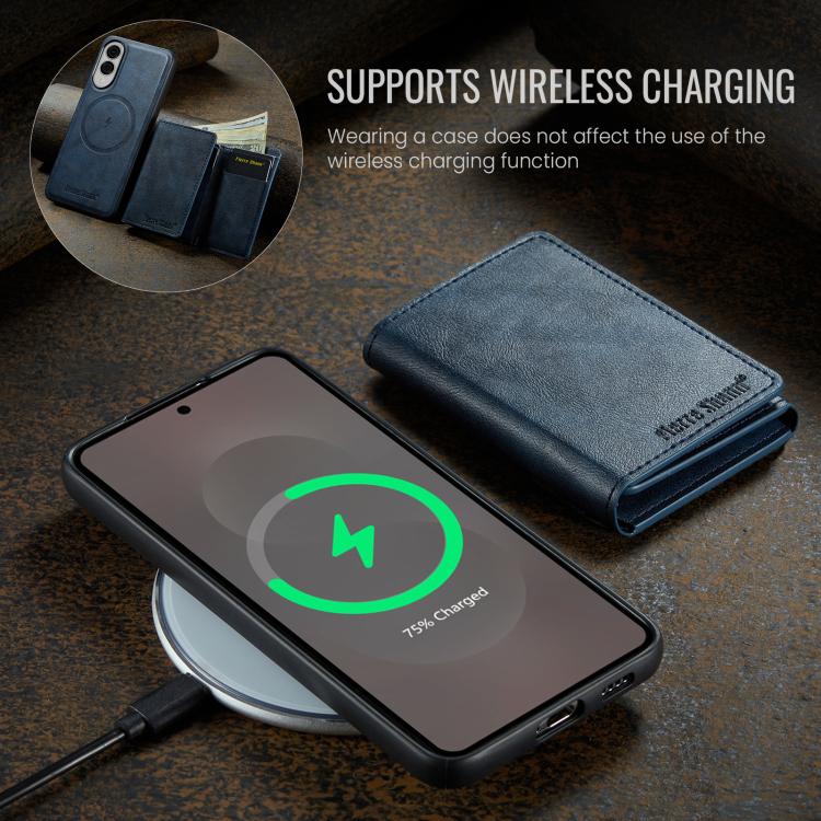 For Samsung Galaxy S25 Edge 5G Fierre Shann 2 in 1 Holder RFID Card Slot Wallet MagSafe Phone Case