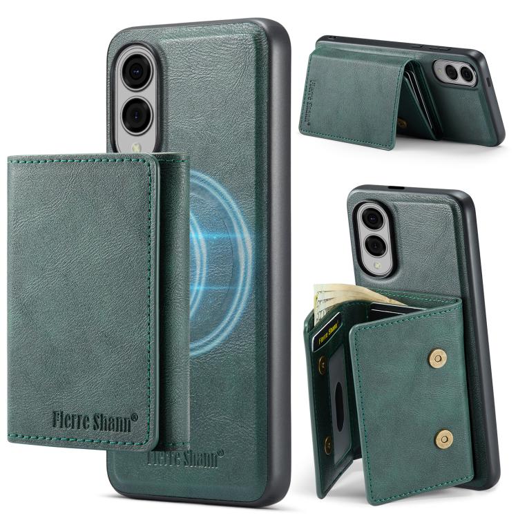 For Samsung Galaxy S25 Edge 5G Fierre Shann 2 in 1 Holder RFID Card Slot Wallet MagSafe Phone Case