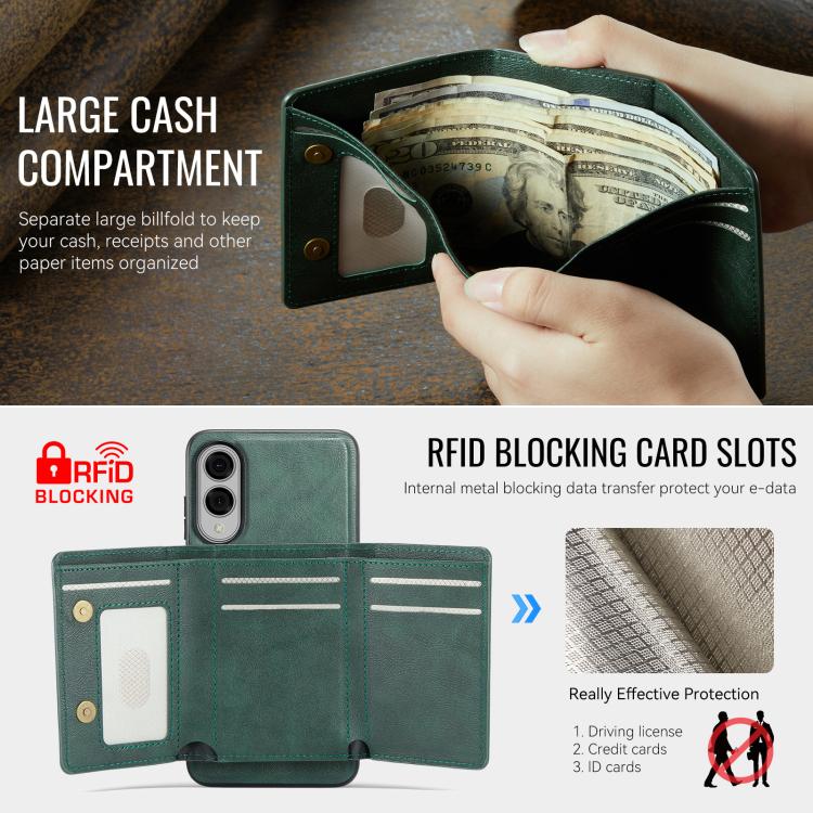 For Samsung Galaxy S25 Edge 5G Fierre Shann 2 in 1 Holder RFID Card Slot Wallet MagSafe Phone Case