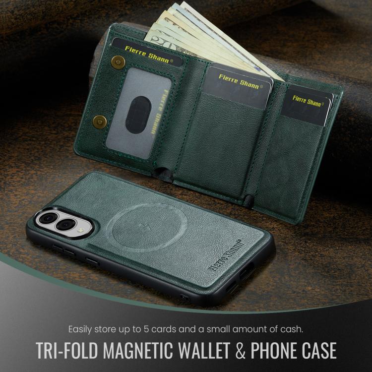 For Samsung Galaxy S25 Edge 5G Fierre Shann 2 in 1 Holder RFID Card Slot Wallet MagSafe Phone Case